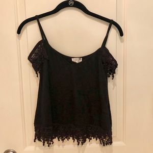 LA Hearts black lace top with arm cuffs